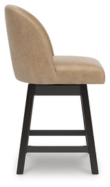 Neymorton Dark Grayish Brown Counter Height Swivel Barstool front angle