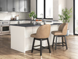 Neymorton Dark Grayish Brown Counter Height Swivel Barstool front angle