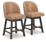 Neymorton Dark Grayish Brown Counter Height Swivel Barstool front angle