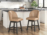 Neymorton Dark Grayish Brown Counter Height Swivel Barstool front angle
