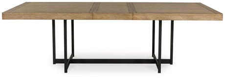 Tomtyn dining table head-on view with leaf extended