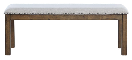 Head-on view of Moriville Beige Dining Bench