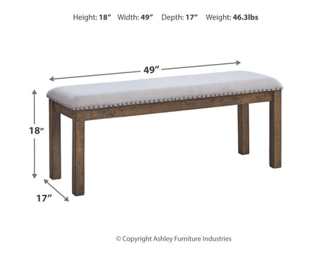 Moriville Dining Bench dimension illustration
