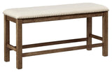 Close-up of nailhead trim on Moriville dining bench