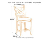 Moriville Beige Upholstered Bar Stool display in showroom