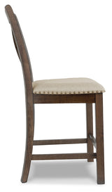 Dining set arranged with six barstools and table