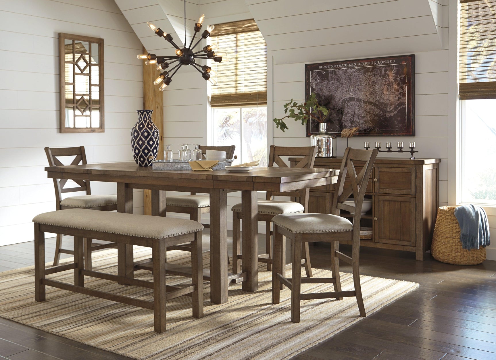 Detailed view of Moriville table hardware and base