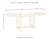 Moriville table dimensions diagram