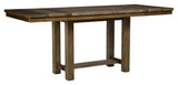 Moriville Grayish Brown Counter Height Dining Extension Table side profile