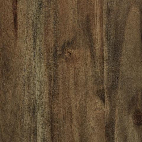 Distressed nutmeg wood finish detail on Moriville Bar Stool
