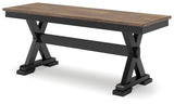 Close-up of two-tone finish on Wildenauer dining bench
