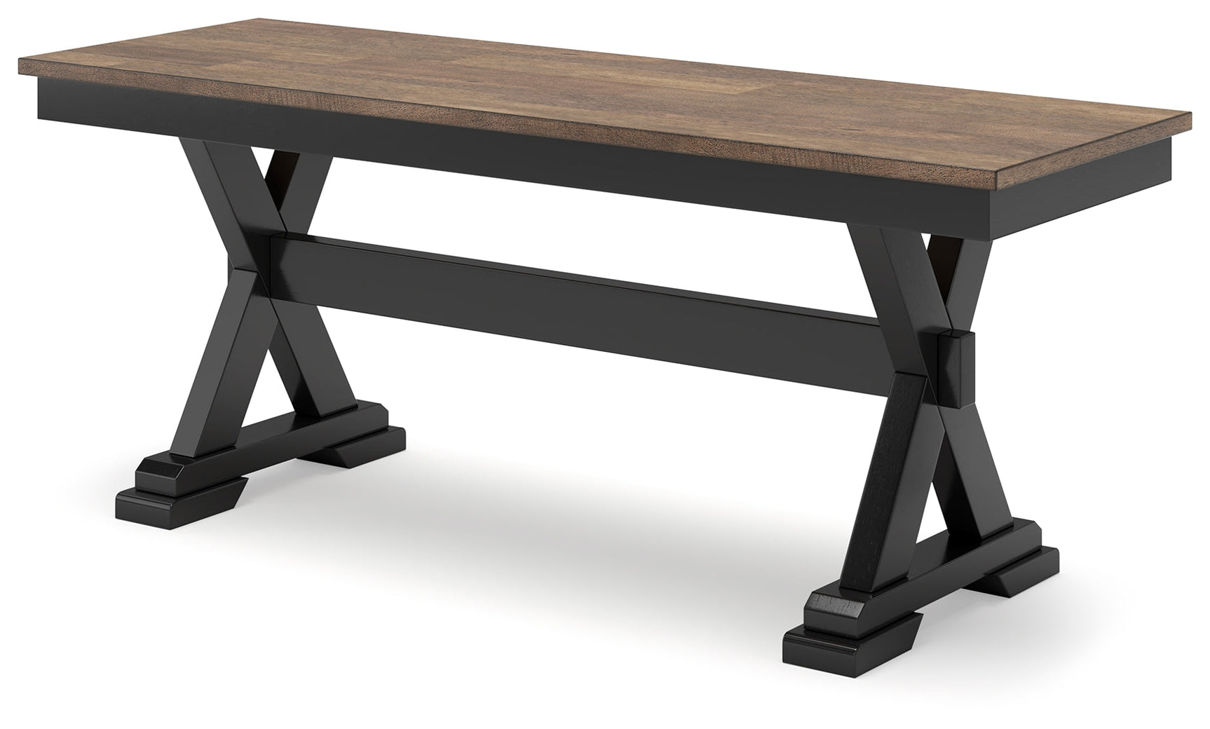 Close-up of two-tone finish on Wildenauer dining bench