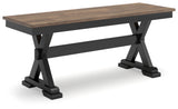 Side angle view of Wildenauer brown and black dining bench