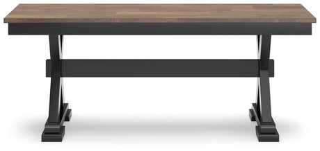 Back view of Wildenauer dining bench showing frame construction