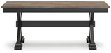 Head-on view of Wildenauer dining bench showing design