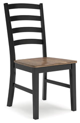 Wildenauer Brown and Black Ladderback Dining Chair angled side view