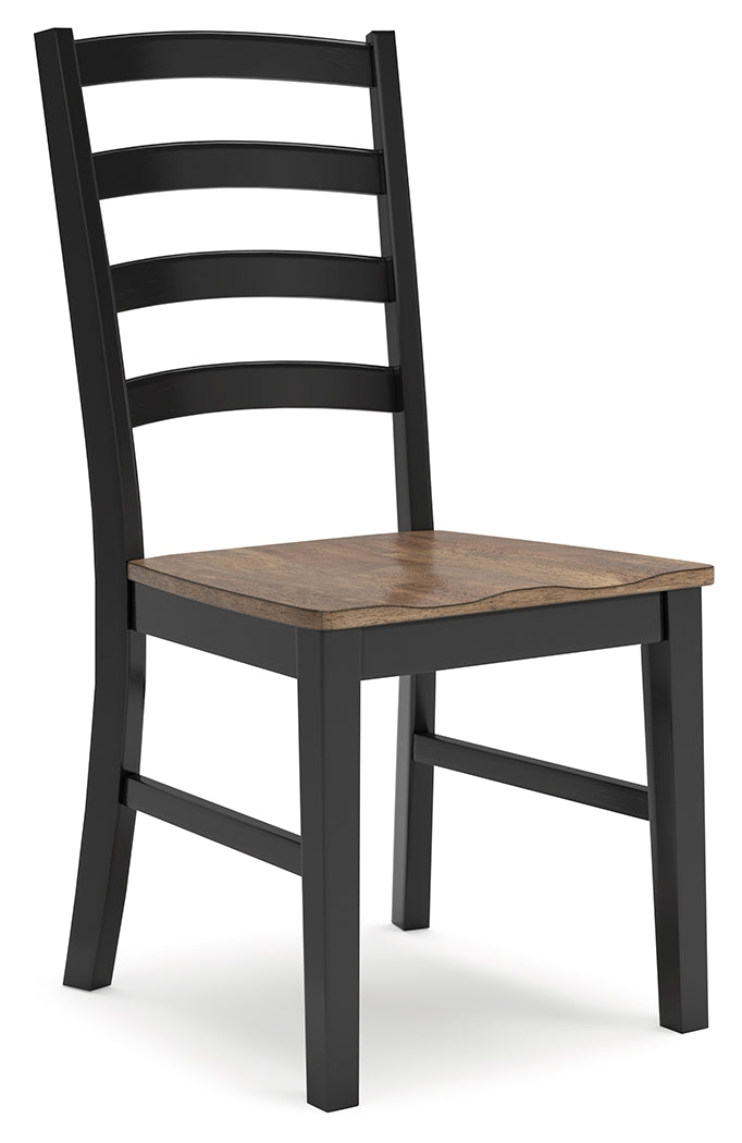 Wildenauer Brown and Black Ladderback Dining Chair angled side view