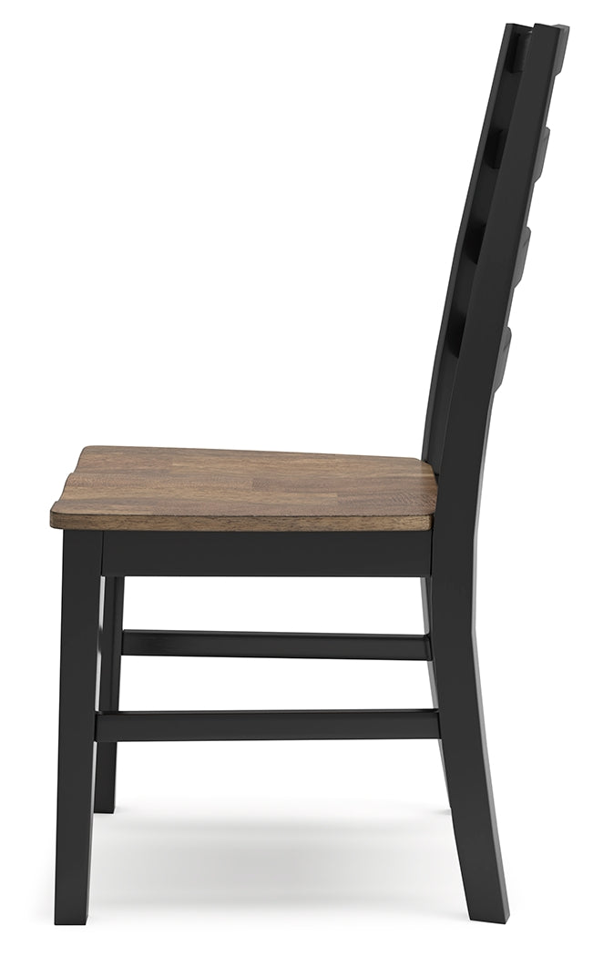 Wildenauer Brown and Black Ladderback Dining Chair profile view