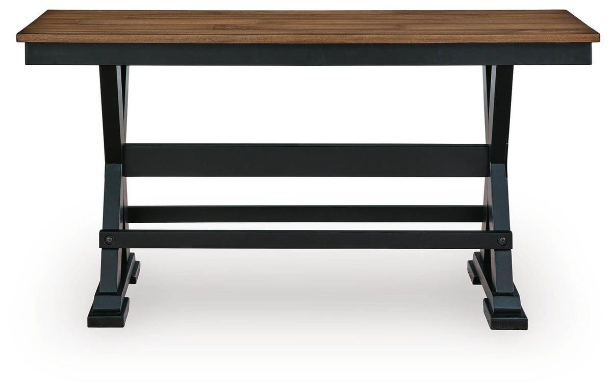 Wildenauer 48" counter height bench front view with two-tone finish