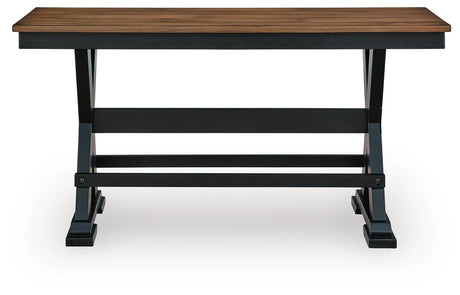Wildenauer 48" counter height bench front view with two-tone finish