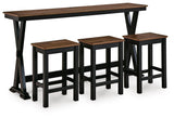 Side view of Wildenauer counter height dining table showing USB charging port