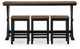 Front view of Wildenauer set showing table and 3 barstools