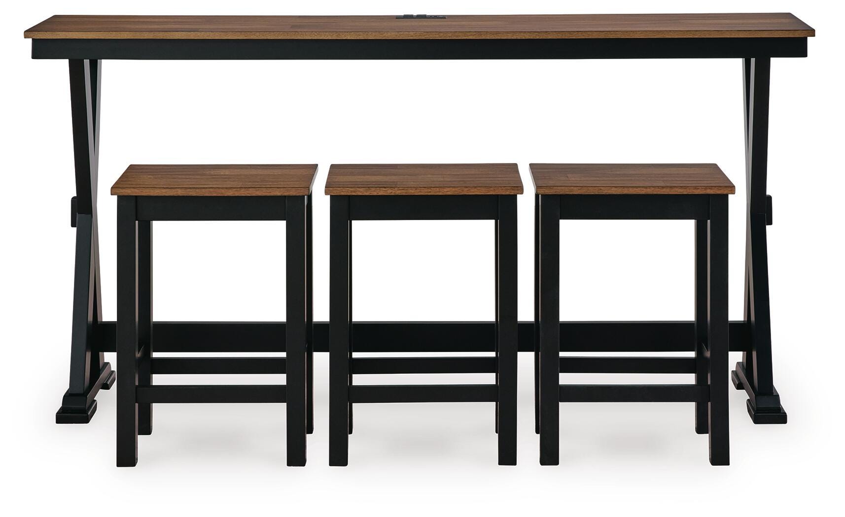 Front view of Wildenauer set showing table and 3 barstools