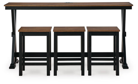 Front view of Wildenauer set showing table and 3 barstools