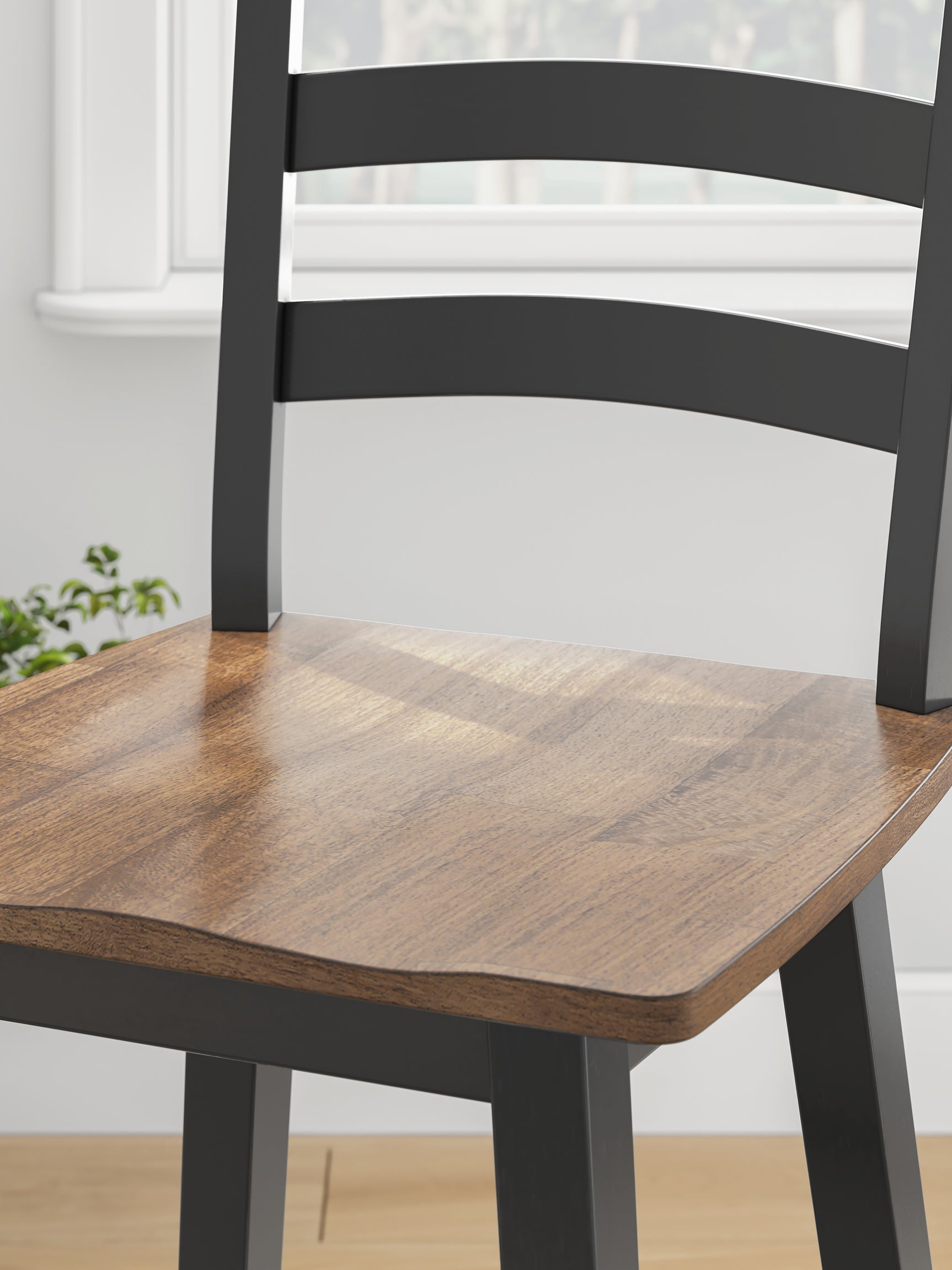 Close-up of wood frame and seat edge
