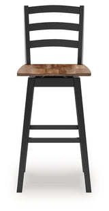 Bar stool viewed from side illustrating swivel function