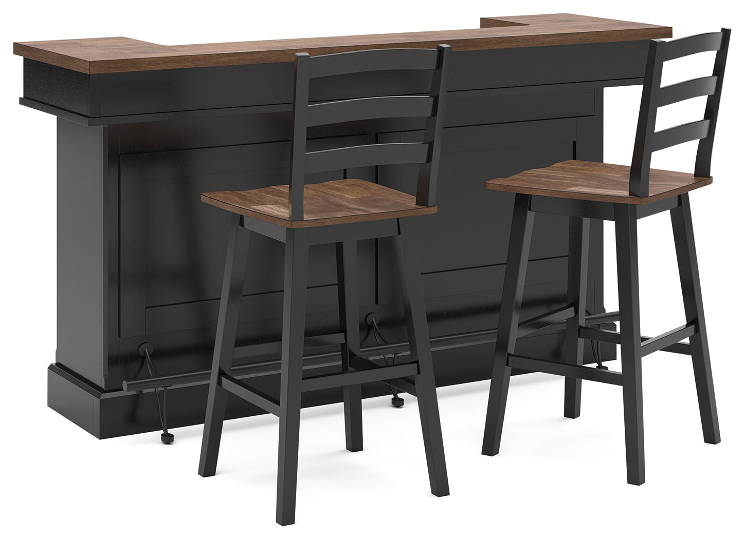 Wildenauer Bar and stools angled side view