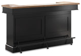 Close-up of butcher block veneer top with two-tone finish