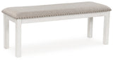 Robbinsdale Antique White Dining Bench head-on view