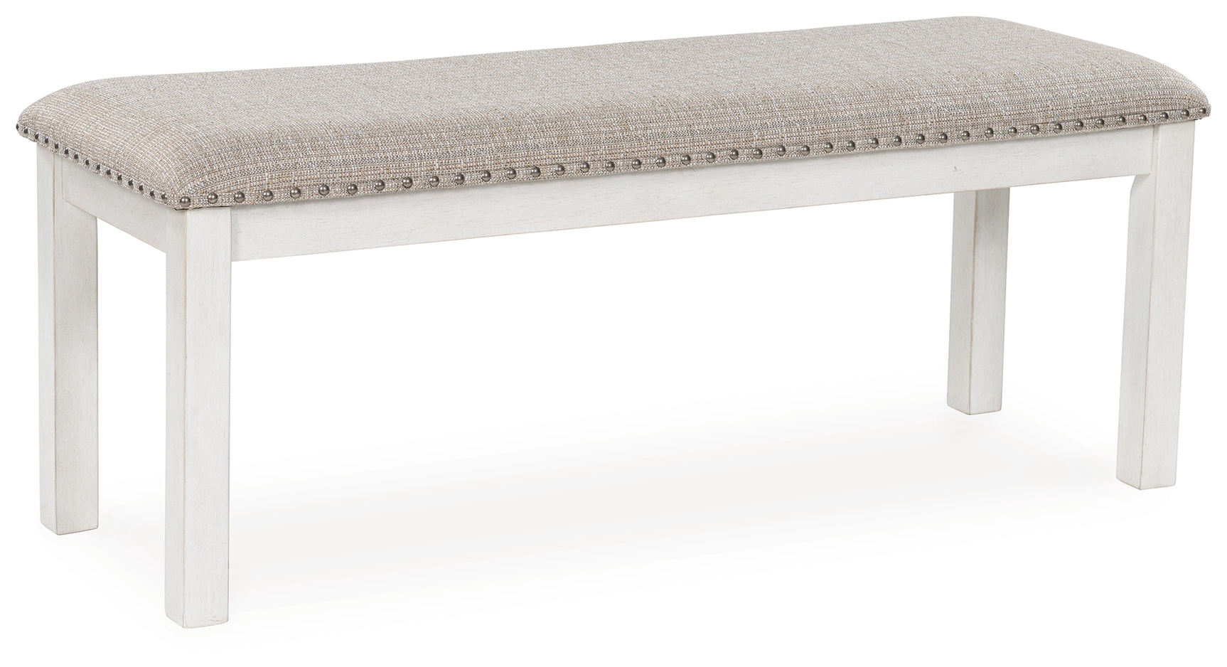 Robbinsdale Antique White Dining Bench head-on view