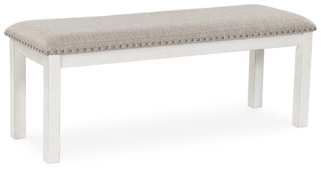 Robbinsdale Antique White Dining Bench head-on view