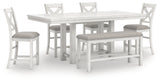 Side angle of Robbinsdale counter height dining table and barstools