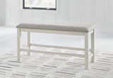 Robbinsdale antique white counter height dining table with 2 barstools and bench