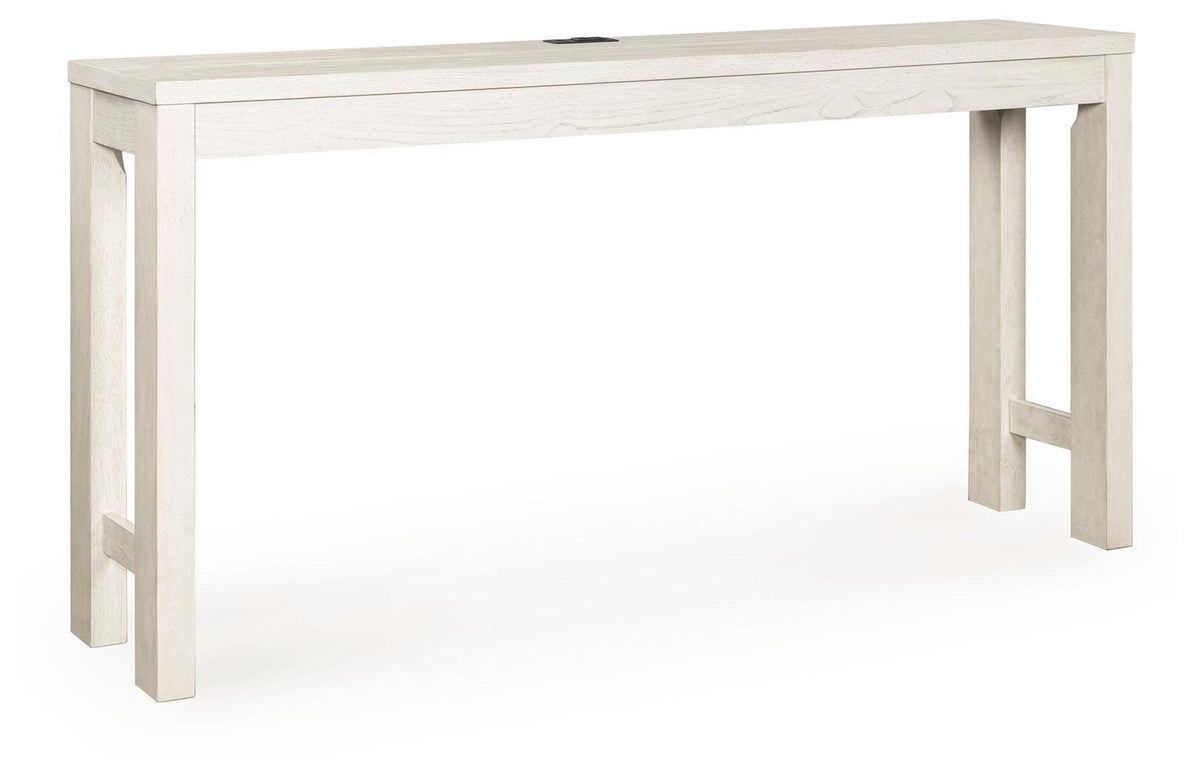 Robbinsdale Antique White Counter Height Dining Table and 3 Barstools Set angled view