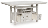 Robbinsdale Antique White Counter Height Dining Table top angled open view