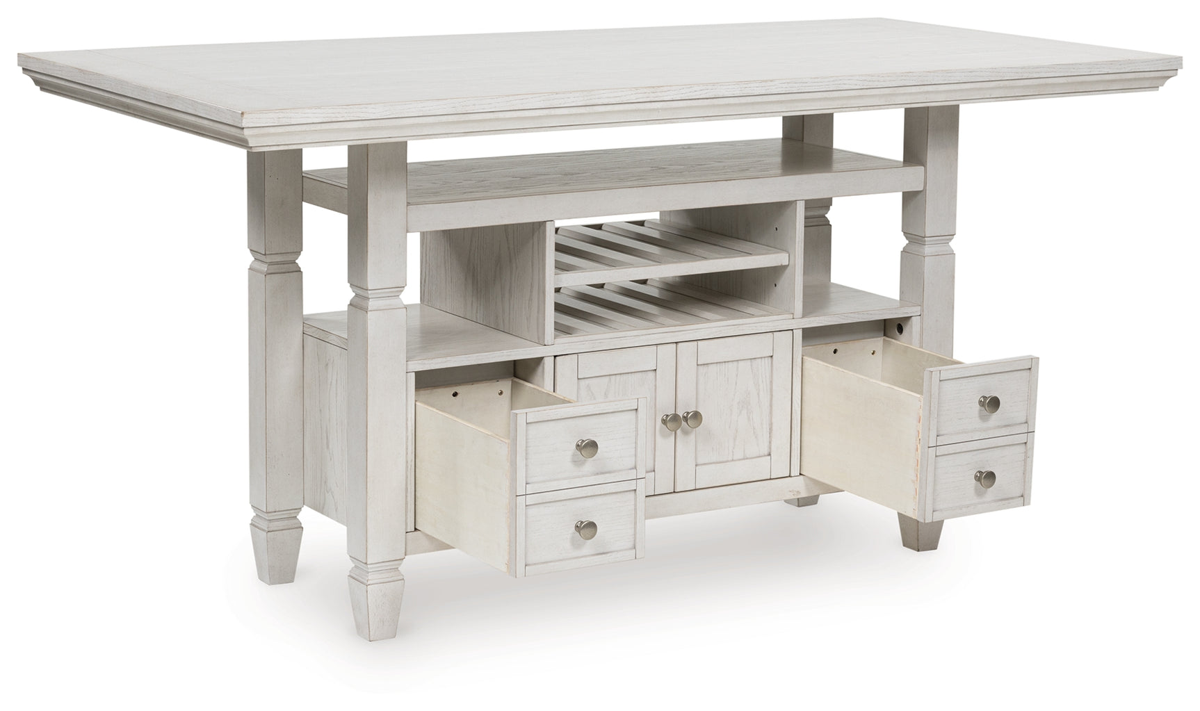 Robbinsdale Antique White Counter Height Dining Table top angled open view