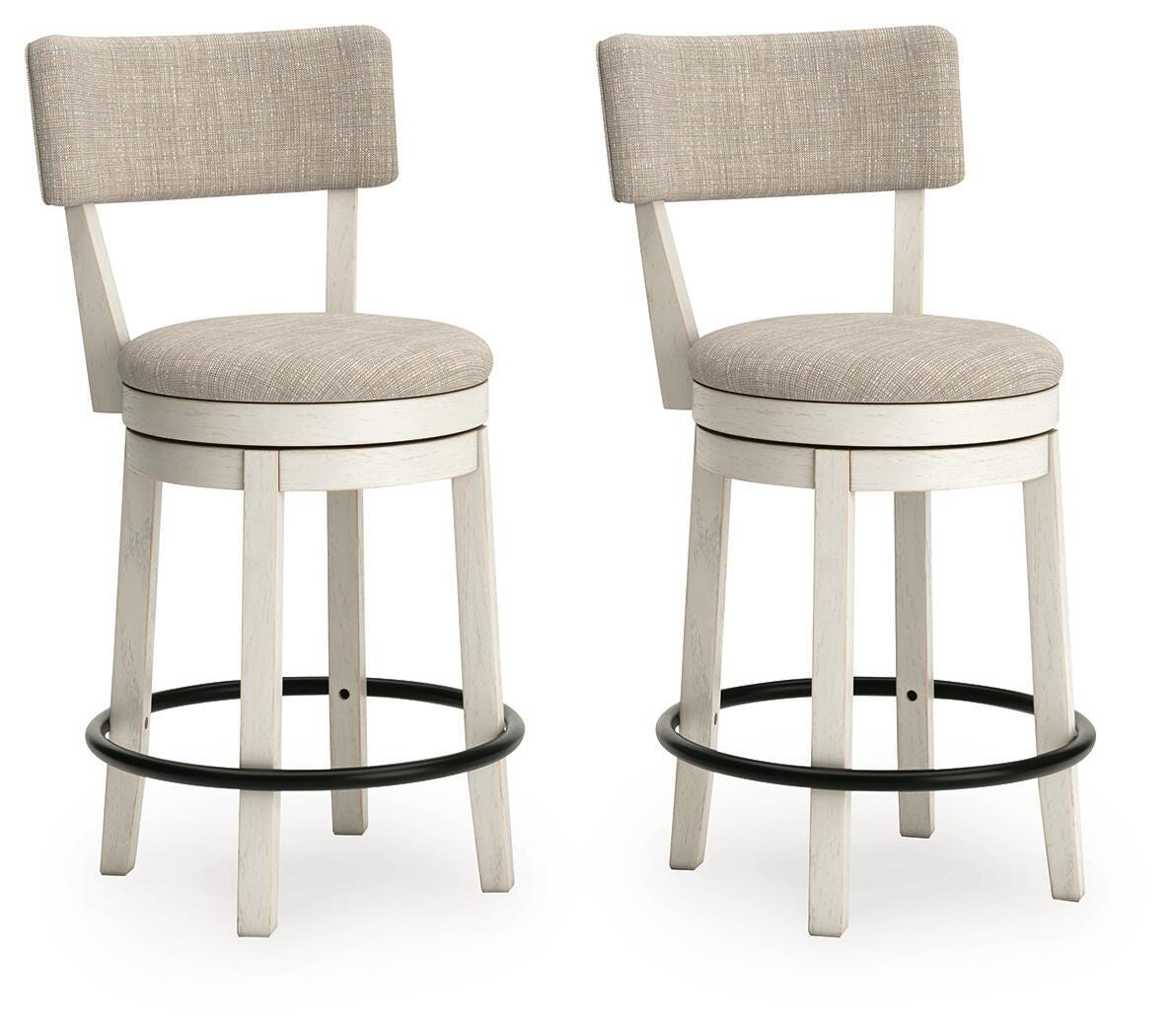 Robbinsdale Antique White Counter Height Barstool angled view