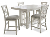Robbinsdale Antique White Counter Height Dining Table and 4 Barstools