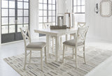 Robbinsdale Antique White Counter Height Dining Table and 4 Barstools
