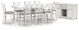 Robbinsdale Antique White Counter Height Dining Table and 8 Barstools with Storage