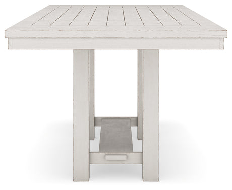 Robbinsdale Antique White Counter Height Dining Table and 8 Upholstered Barstools
