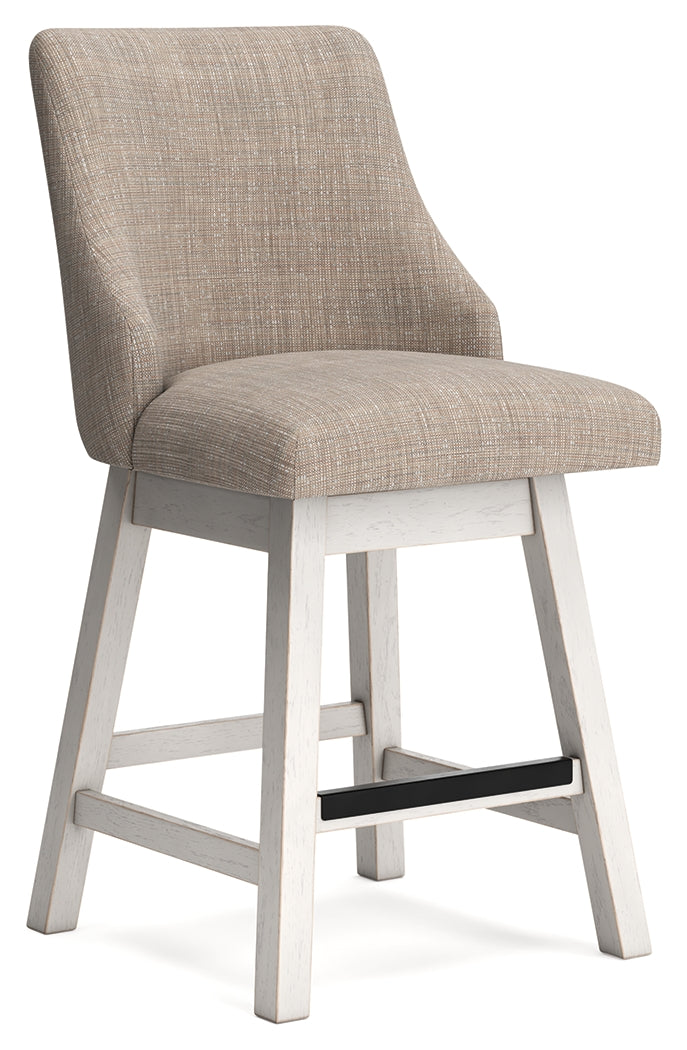Robbinsdale Antique White Upholstered Counter Height Barstool side view
