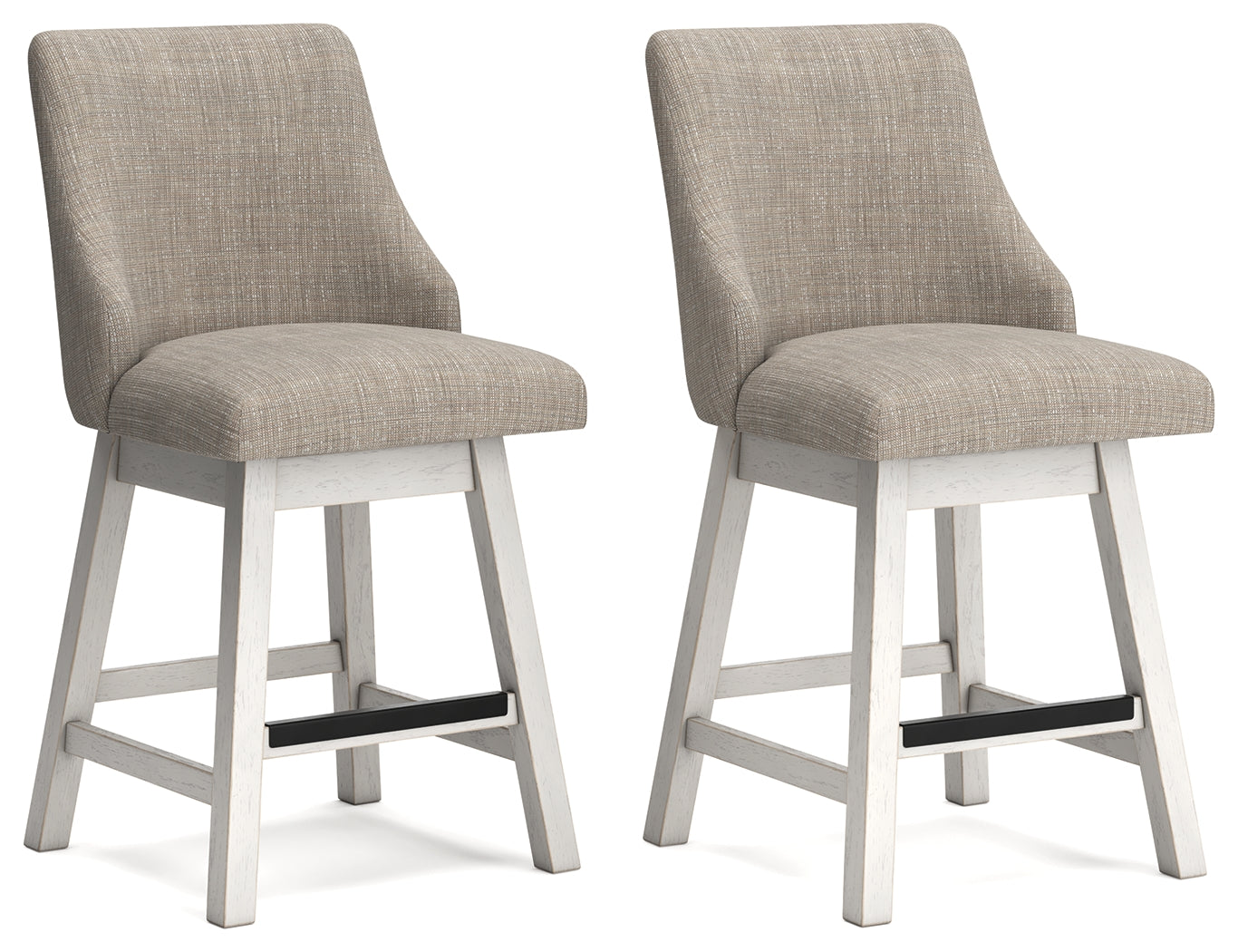 Robbinsdale Antique White Upholstered Counter Height Barstool back X-back detail
