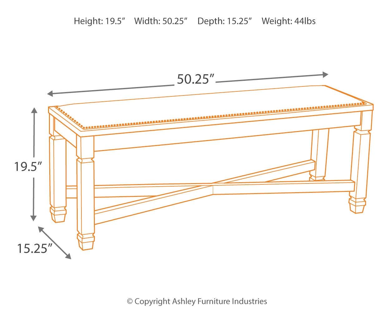 Bolanburg dining bench dimensions diagram