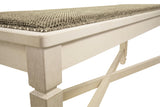 Close-up of distressed finish on Bolanburg bench