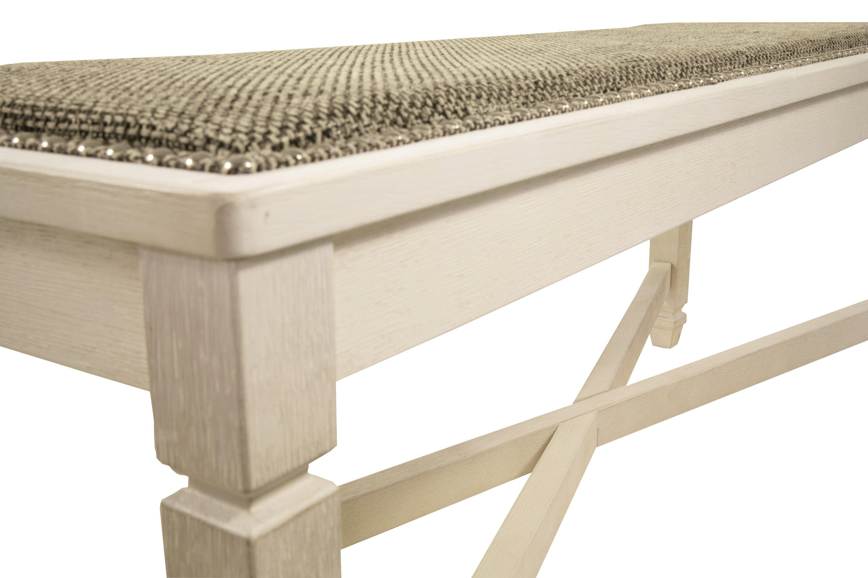 Close-up of distressed finish on Bolanburg bench